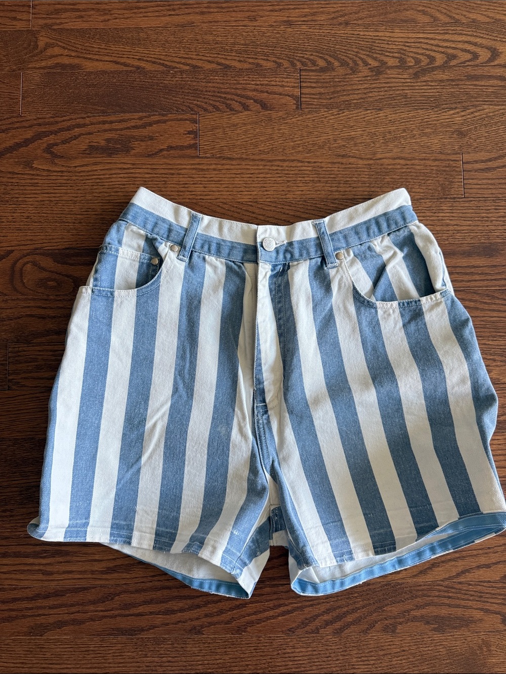 Vintage Striped Blue & White Men's Denim Shorts